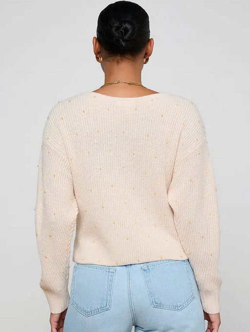 L'Agence Antonella Studded Sweater - Soft Blush/Gold