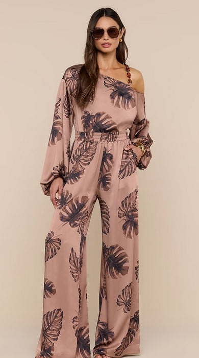L'Agence Asami Chain One Shoulder Top - Hazelnut Palm