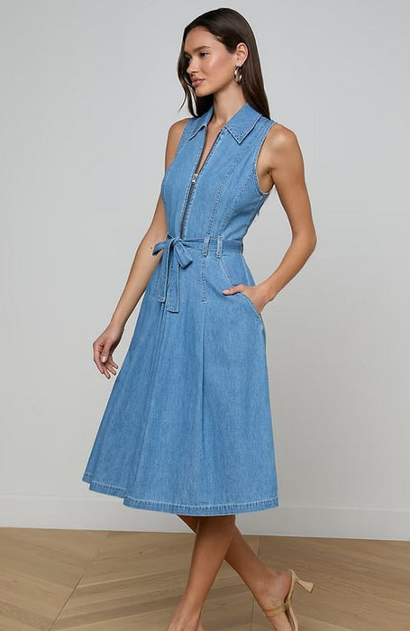 L'Agence Kieran Belted Shirt Dress - Oracle