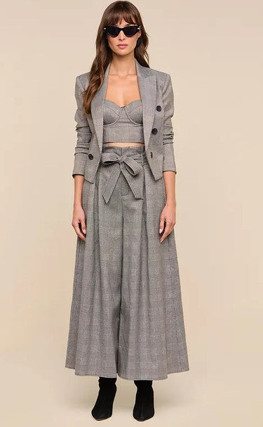 L'Agence Lila Boxy Blazer - Beige Black Lurex