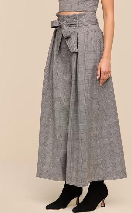 L'Agence Lowen Paperbag Crop Pants - Beige/Black Lurex