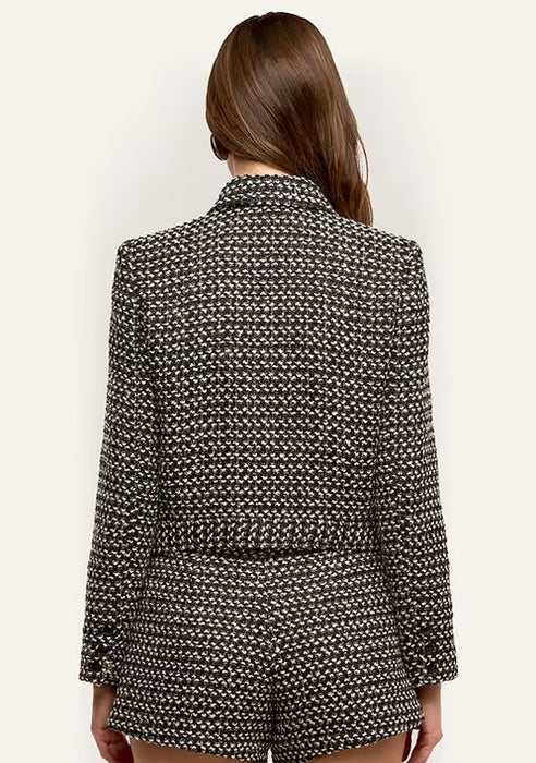 L'Agence Marla Crop Jacket - Black/Ivory/Brown