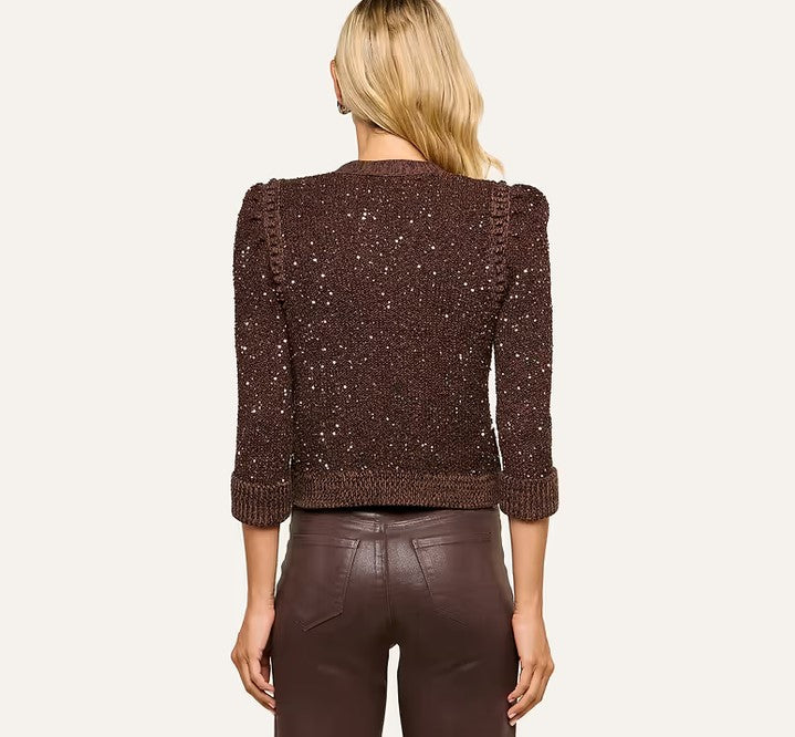 L'Agence Thistle Sequin Cardigan - Black Java