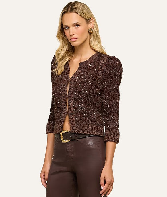 L'Agence Thistle Sequin Cardigan - Black Java