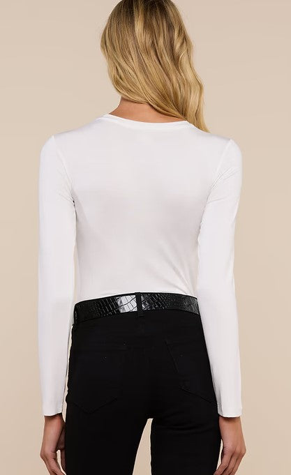 L'Agence Tess Long Sleeve Crew - White
