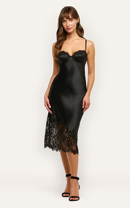 L'Agence Adrienne Lace Trim Dress - Black