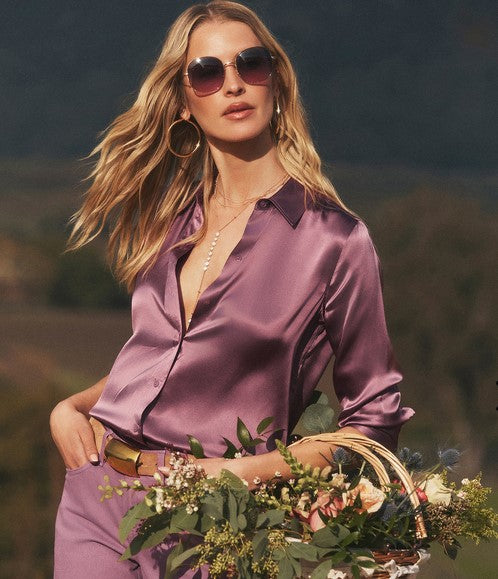 L'Agence Dani 3/4 Sleeve Blouse - Dusky Orchid