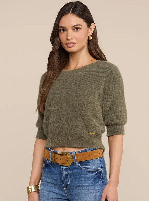 L'Agence Guinevere Short Sleeve Crop Crew - Smokey Olive