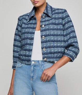 L'Agence Jia Crop Jacket - Blue Multi