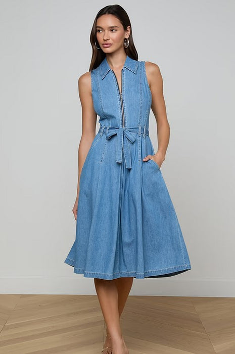 L'Agence Kieran Belted Shirt Dress - Oracle
