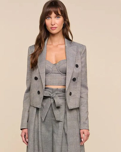 L'Agence Lila Boxy Blazer - Beige Black Lurex
