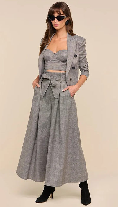 L'Agence Lowen Paperbag Crop Pants - Beige/Black Lurex