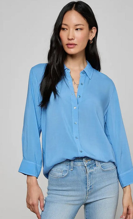 L'Agence Marlene 3/4 Sleeve Blouse - Allure Blue