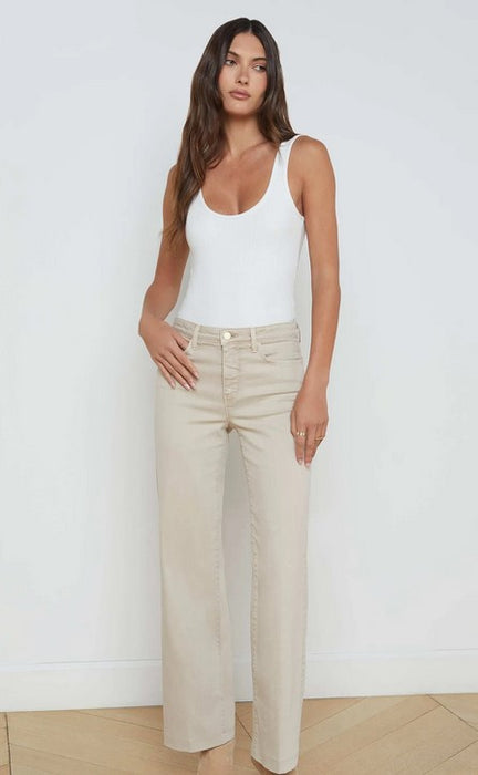 L'Agence Scottie Wide Leg Jeans - Biscuit