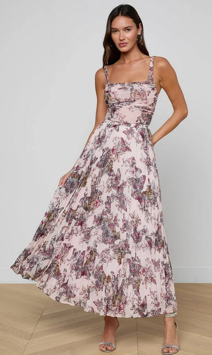L'Agence Torin Skirt - Light Pink Print