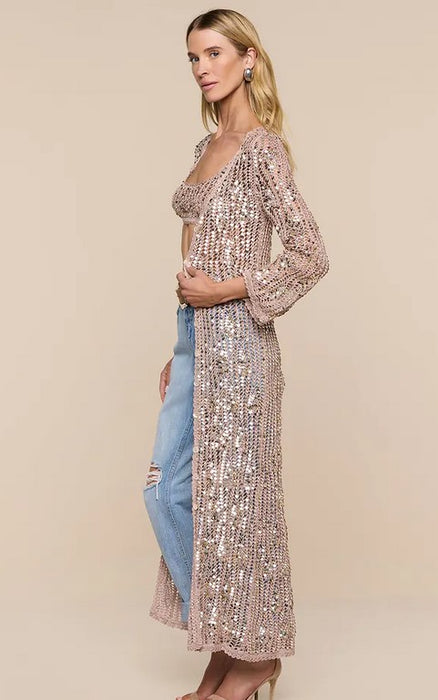 L'Agence Sanya Hand Crochet Dress/Cardigan - Misty Rose