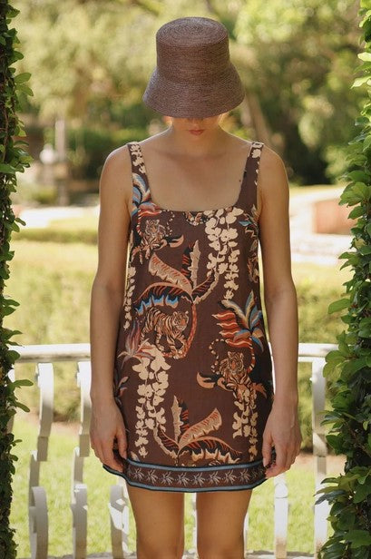 Las Surenas Short Dress Bali Tiger - Brown Shop Fuschia Las Surenas Short Dress Bali Tiger - Brown Shop Fuschia