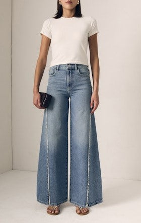 Le Jean Joss Wideleg Fray Outseam Jeans - Forget Me Not