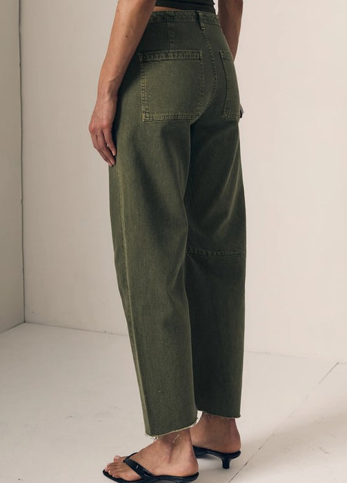 Le Jean Utility Soft Barrel Jeans - Olive Green