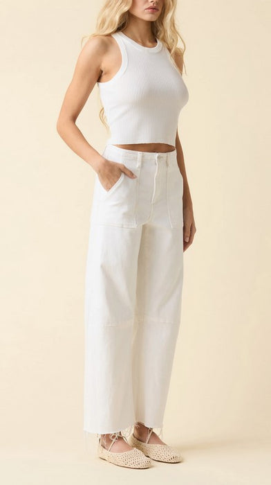 Le Jean Utility Soft Barrel Jeans - White