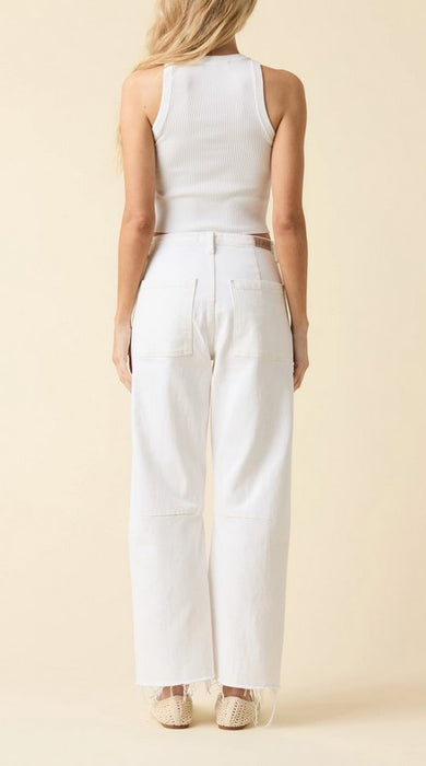 Le Jean Utility Soft Barrel Jeans - White