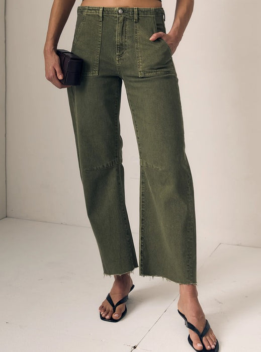 Le Jean Utility Soft Barrel Jeans - Olive Green