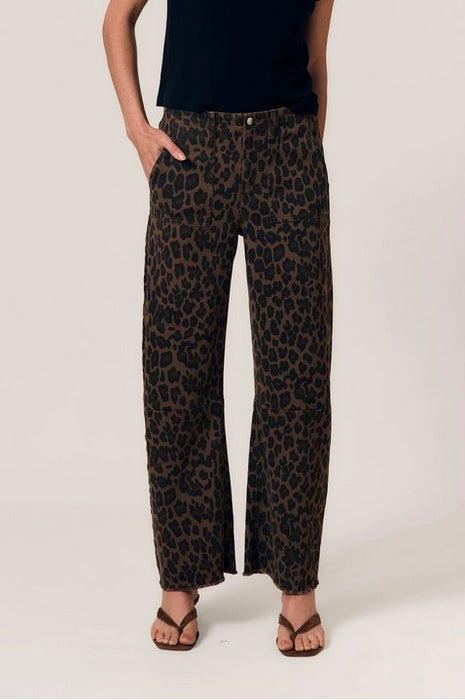 Le Jean Utility Soft Barrel Jeans - Dark Leopard