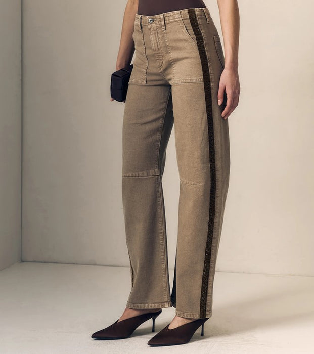 Le Jean Tux Stripe Utility Soft Barrel Long - Mocha