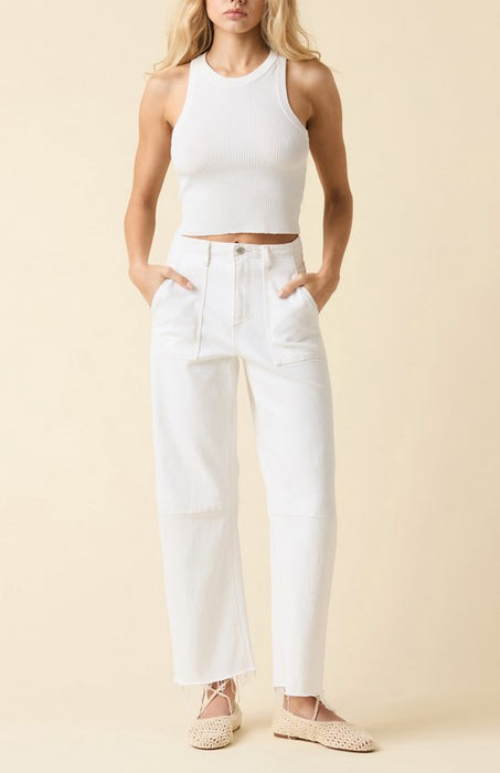 Le Jean Utility Soft Barrel Jeans - White