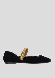 Lola Cruz Jeweled Ballet Flat - Black