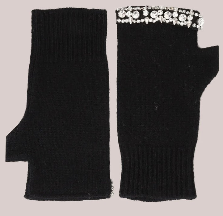 Maison Izzy Noire Fingerless Gloves - Black