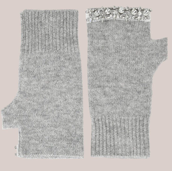 Maison Izzy Noire Fingerless Gloves - Light Grey