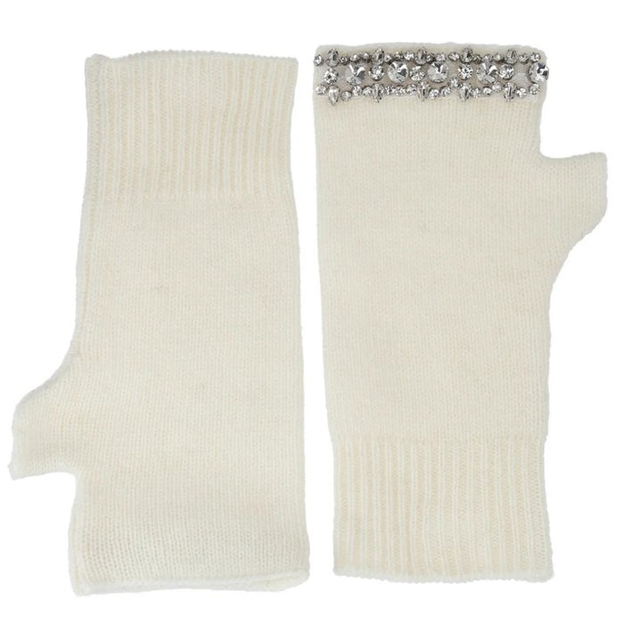 Maison Izzy Noire Fingerless Gloves - Ivory