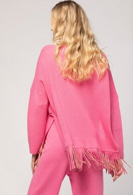 Max  & Moi Playa Fringe Sweater - Pink