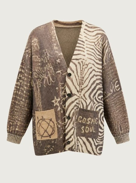 Me369 Liv Printed Cardigan - Noir Muse