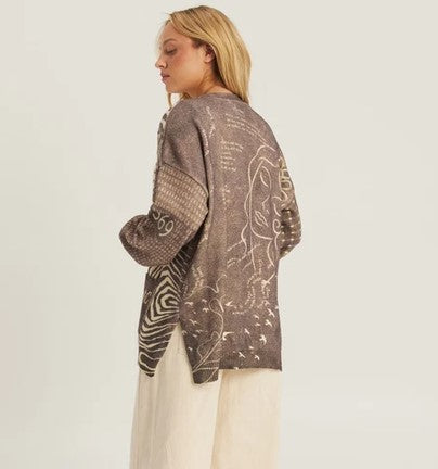 Me369 Liv Printed Cardigan - Noir Muse
