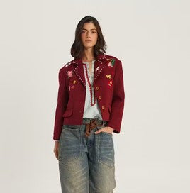 Me369 Heven Short Embroidered Jacket - Bordeaux