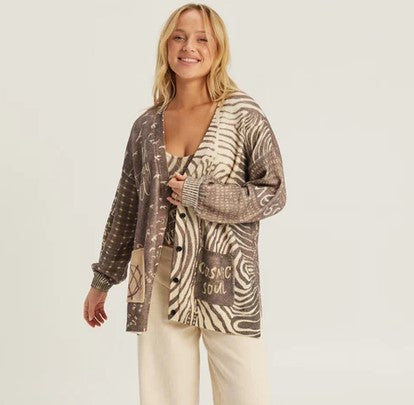 Me369 Liv Printed Cardigan - Noir Muse