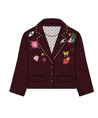 Me369 Heven Short Embroidered Jacket - Bordeaux