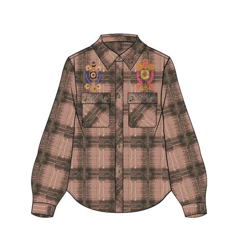 Me369 Heritage Plaid Embroidered Shirt - Powder