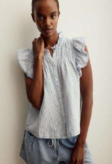 Melissa Nepton Benjamin Blouse - Blue Pinstripe
