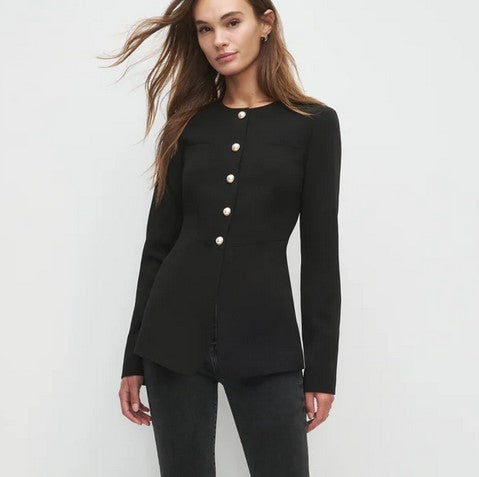 Favorite Daughter Long Sleeve Cocking Top - Black