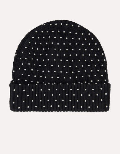 Minnie Rose Cotton Cashmere Beanie Hat - Black