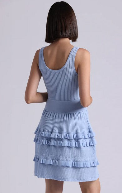 Minnie Rose Viscose Ruffle Dress - Sky Blue