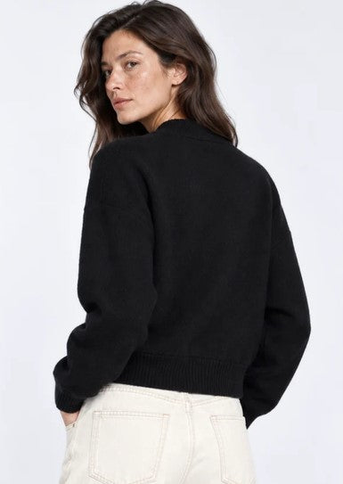 Minnie Rose Cashmere Cropped Bomber - Black