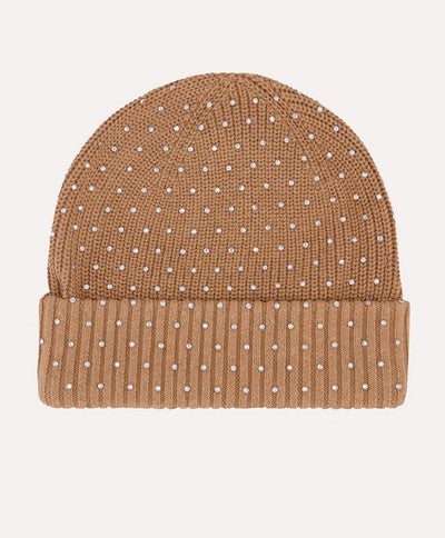 Minnie Rose Cotton Cashmere Beanie Hat - Camel