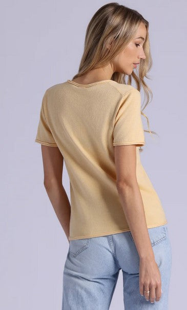 Minnie Rose Short Sleeve V Neck Tee - Honey Biscuit