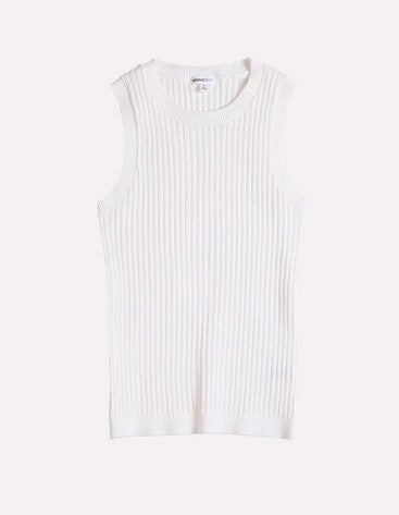 Minnie Rose Viscose Ribbed Tank - White