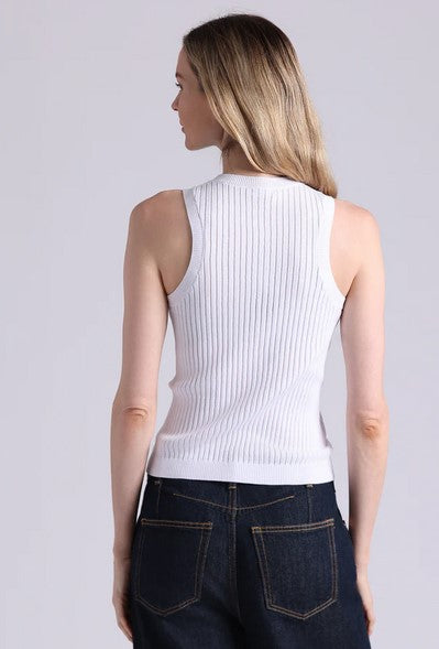 Minnie Rose Viscose Ribbed Tank - White