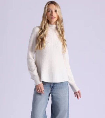 Minnie Rose Luxe Seamless Neck Sweater - White